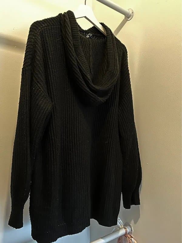 ASOS Black Ribbed Oversized Knit Lounge Hoodie - ASOS