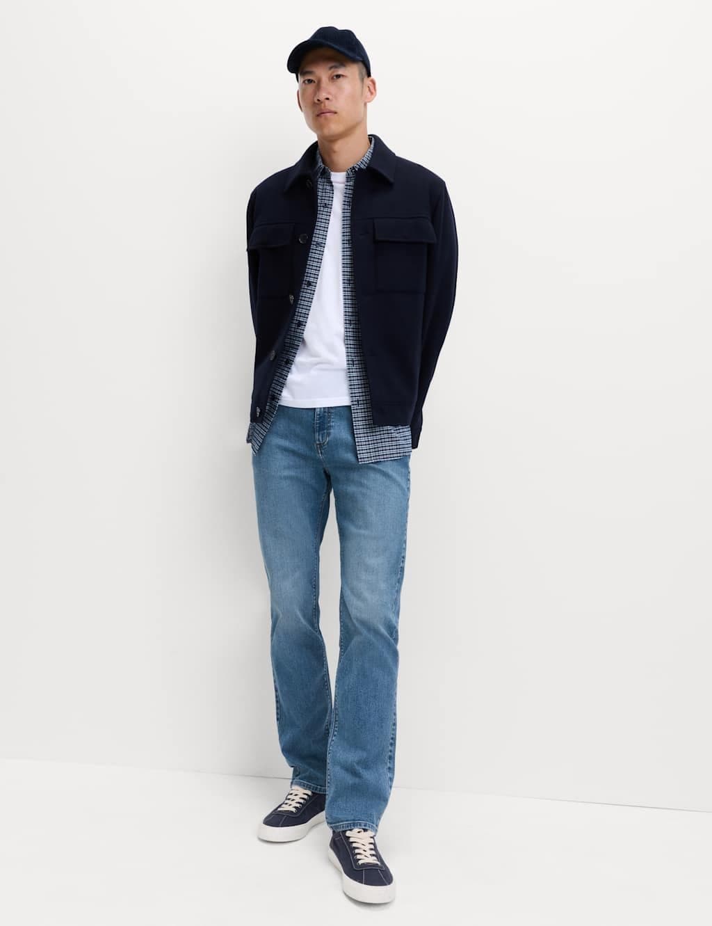 Marks & Spencer M&S Straight Fit Stretch Jeans Slate Blue