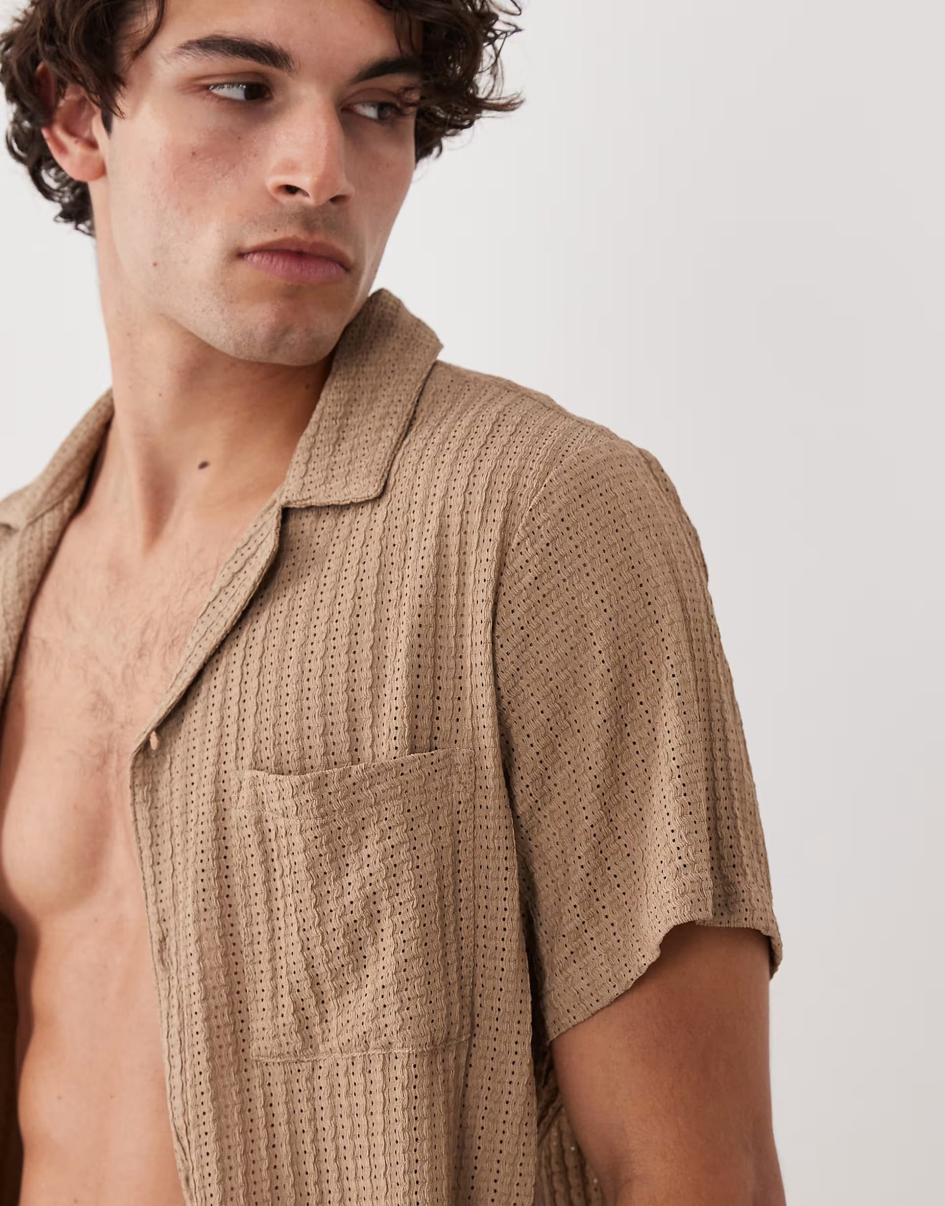 ASOS Beige Crochet Beach Shirt
