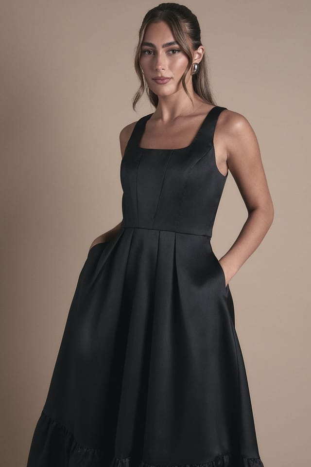 Coast Coast Women's Twill Strapless Full Skirted Bridesmaid Dress in Black - 2