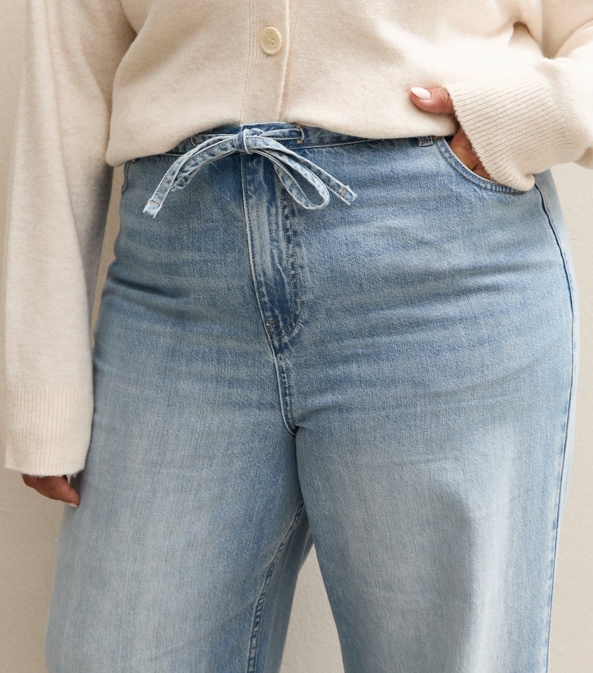 New Look Women's Plus Size Light Blue Drawstring Waist Denim Jeans Curves New Look - 4