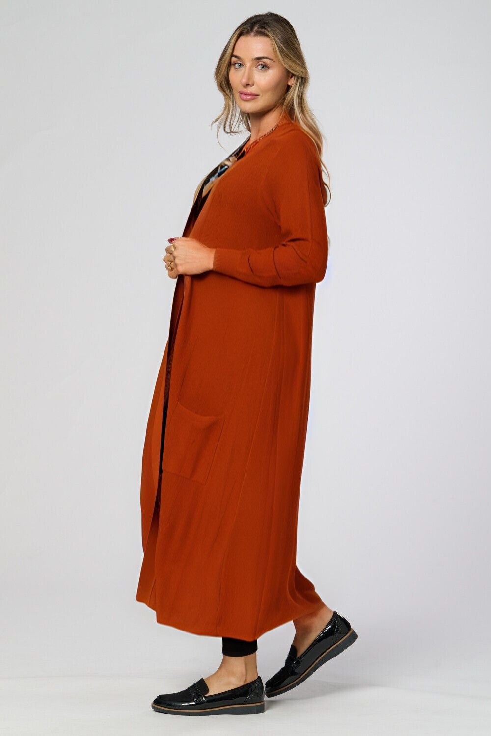 Saloos Saloos Women's Longline Open-Front Cardigan in Copper - 2