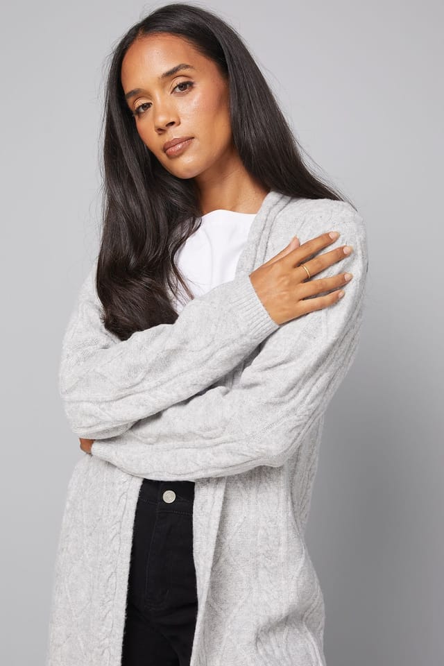 Wallis Wallis Women's Longline Maxi Cable Cardigan in Grey - 2