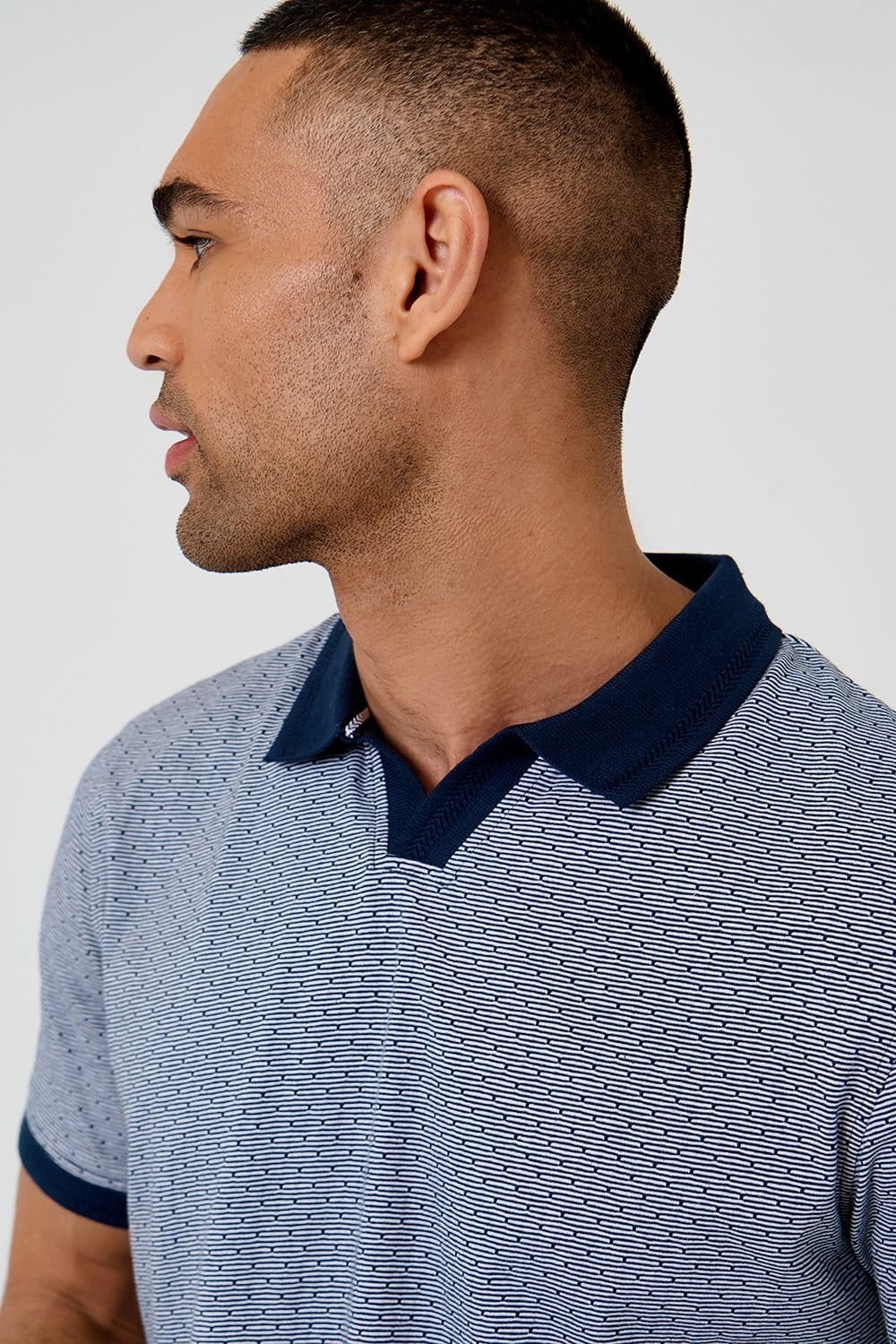 Threadbare Threadbare Men's Jacquard Trophy Neck Polo Shirt in Navy - 4