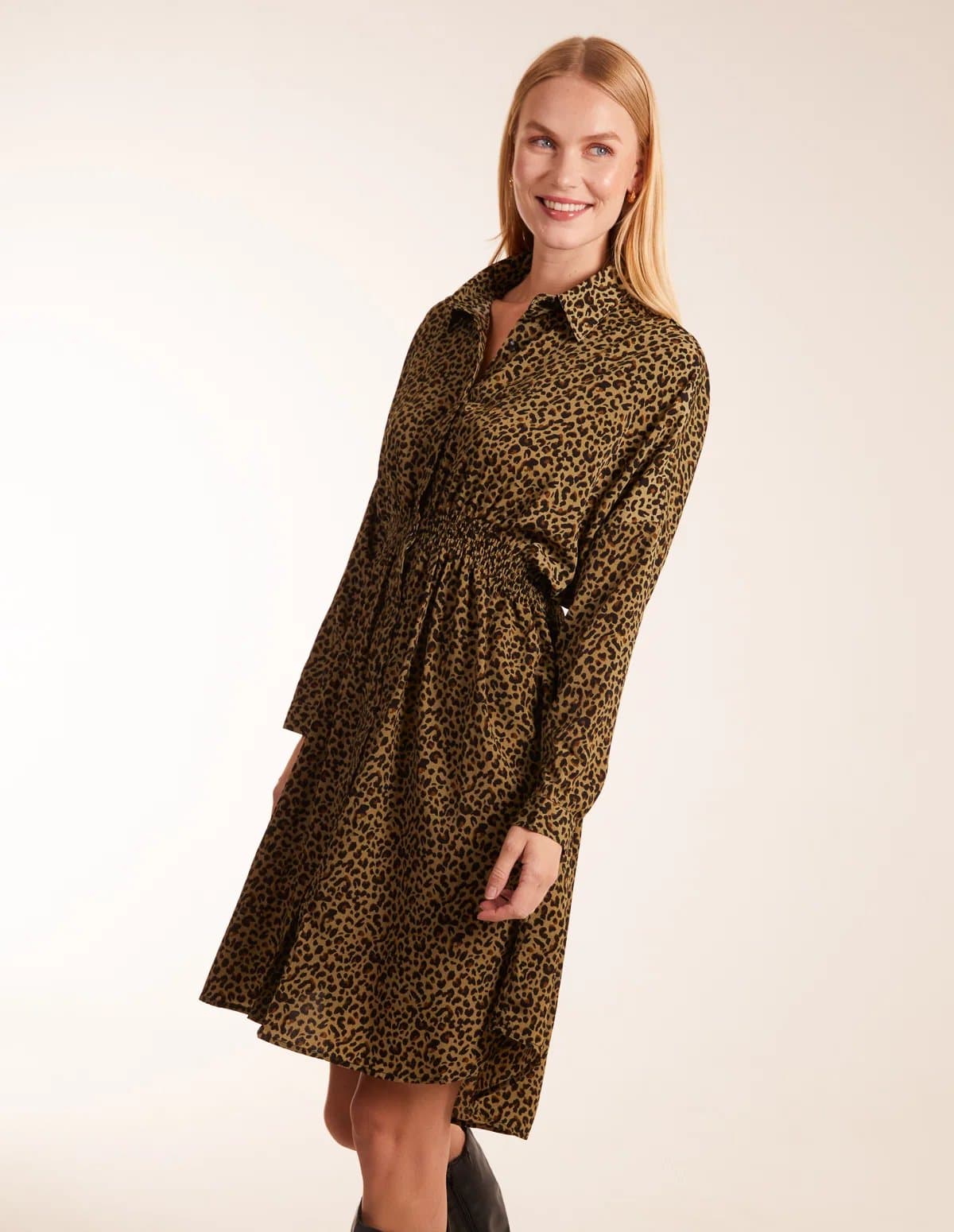 Blue Vanilla Leopard Shirt Dress