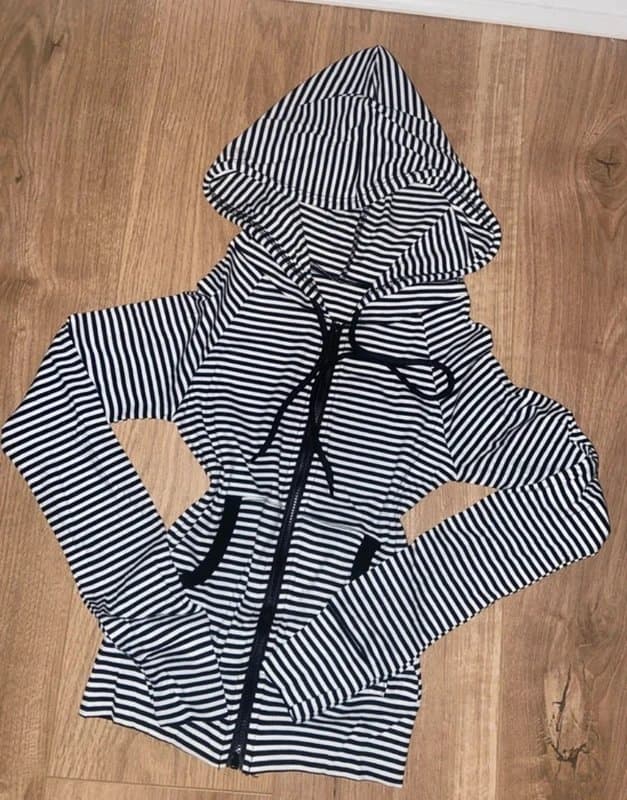 Spring stripy long sleeve hoodie