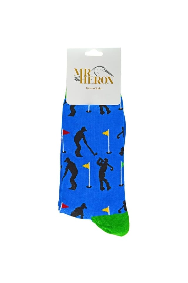Mr Heron Mr Heron Men's 1 Pack Novelty Blue Golf Bamboo Socks in Navy - 2