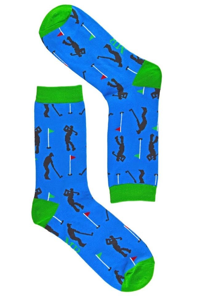 Mr Heron Mr Heron Men's 1 Pack Novelty Blue Golf Bamboo Socks in Navy - 3