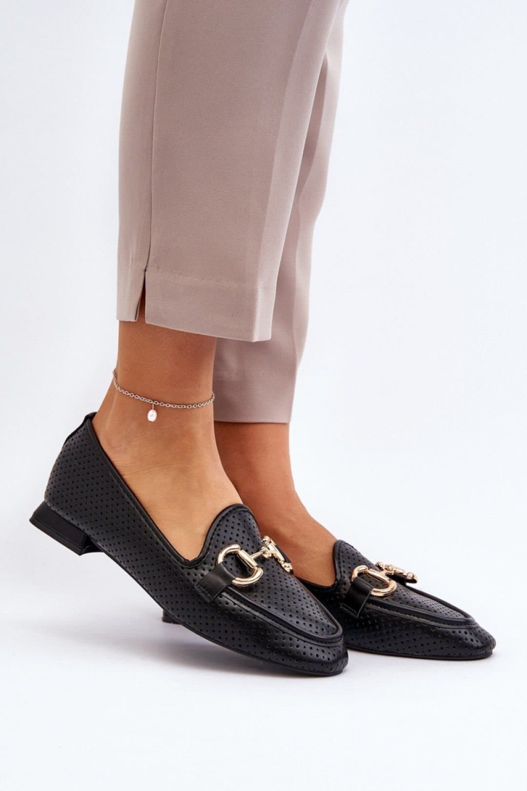 Love Lace Love Lace Black Moccasin Flats