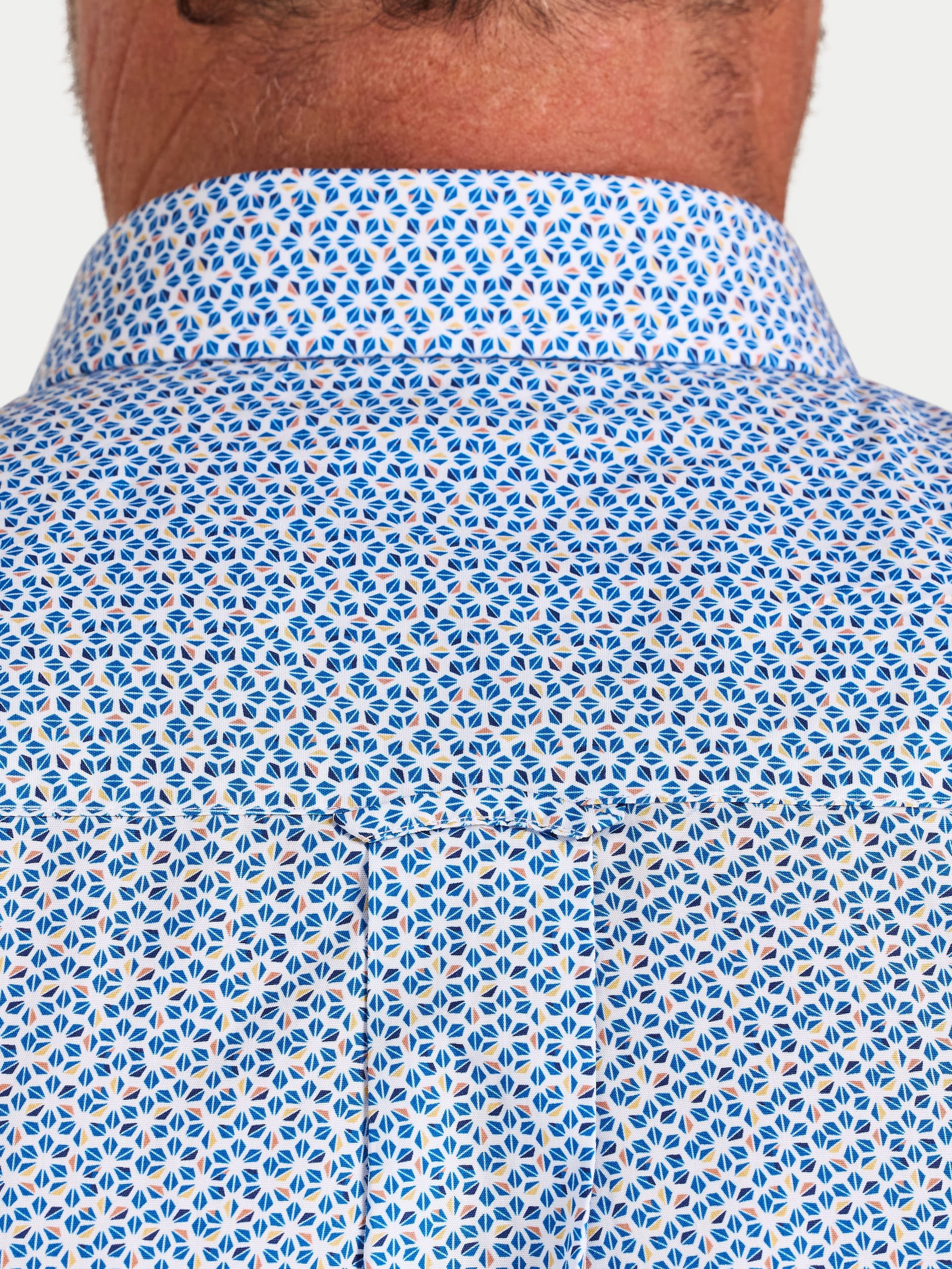 raging bull Raging Bull Men's Long Sleeve Pentagon Pattern Cotton Poplin Shirt in White - 4
