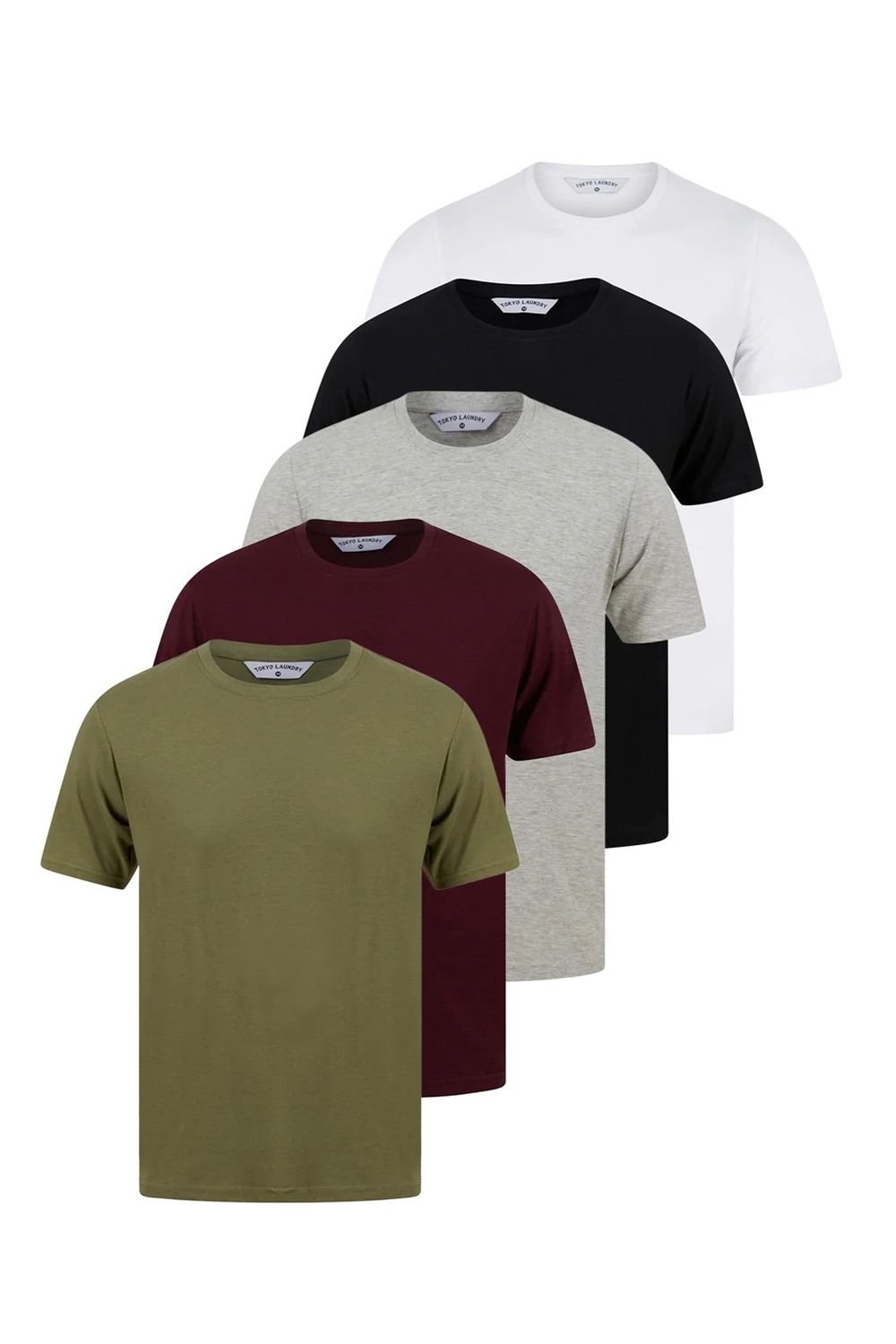 Tokyo Laundry Tokyo Laundry Men's Cotton 5-Pack Short Sleeve T-Shirts in Wine - 2
