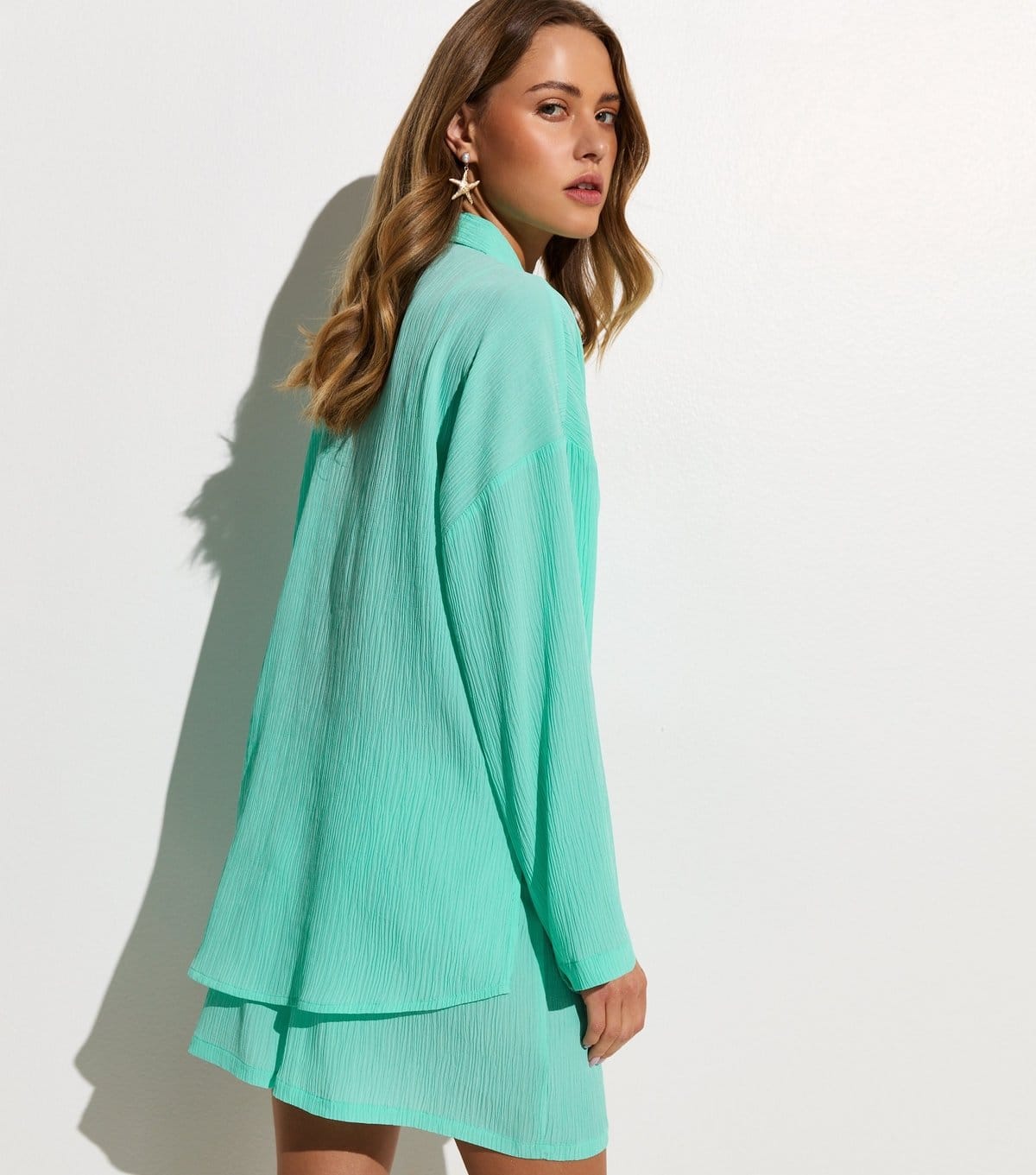 New Look Women's Turquoise Crinkled Beach Shirt New Look - 4