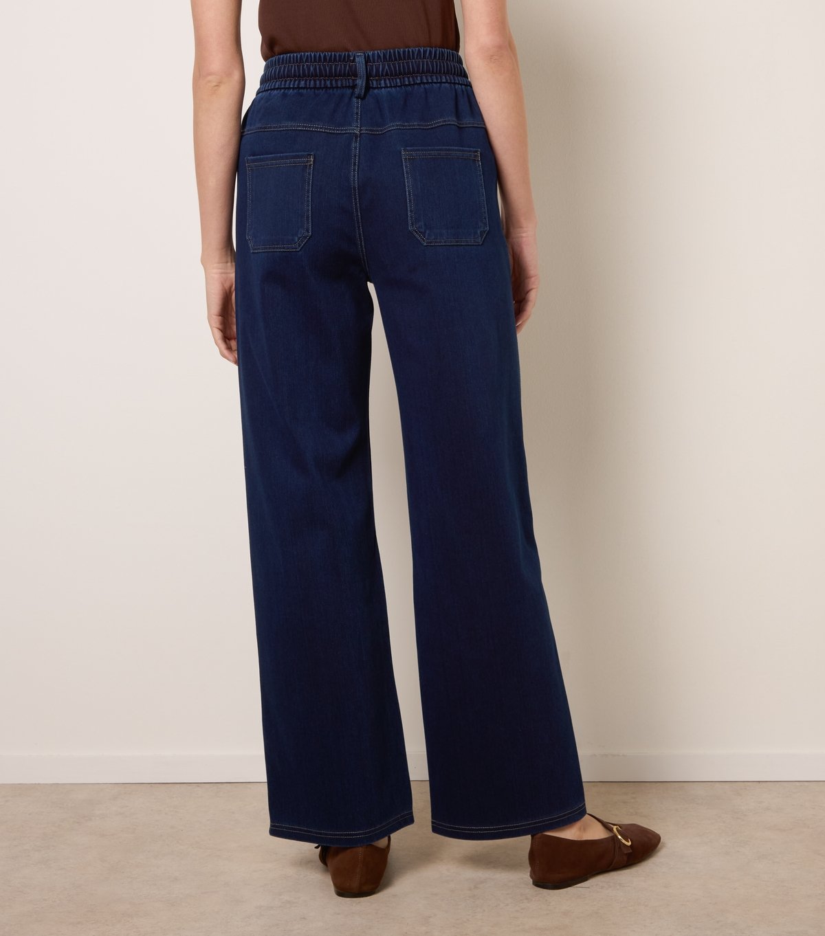 Blue Vanilla Women's Dark Blue Drawstring Wide Leg Jeans Blue Vanilla New Look - 4