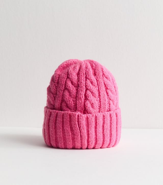 New Look Hot Pink Cable Chunky Beanie New Look - 2