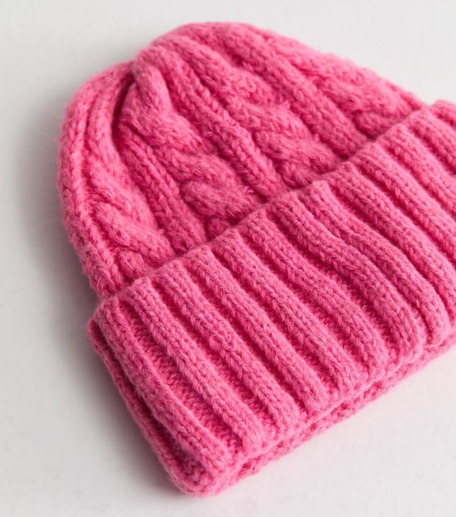 New Look Hot Pink Cable Chunky Beanie New Look - 3