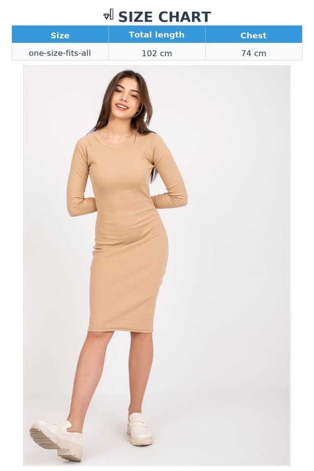 Love Lace Love Lace Women's Ribbed Cotton Long Sleeve Pencil Dress in Brown - 3