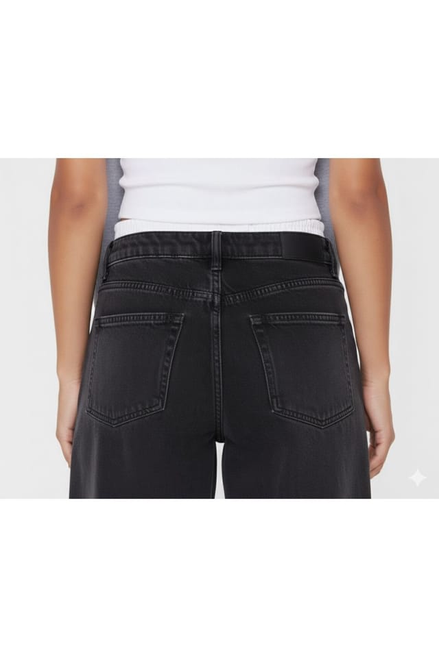 ROADIES OF 66 ROADIES OF 66 Women's Petite wide leg boxxer waistband jeans in washed black - 3