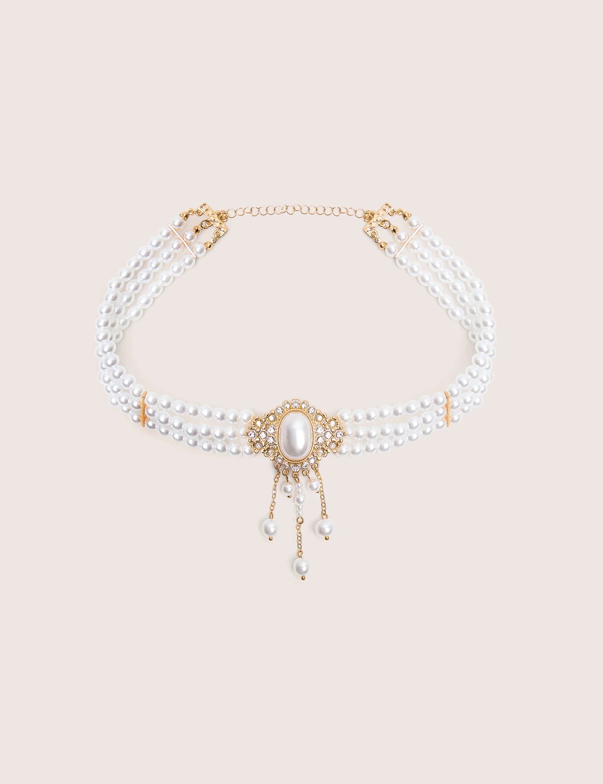 Public Desire Public Desire UK Pearl Choker With Diamante Detail