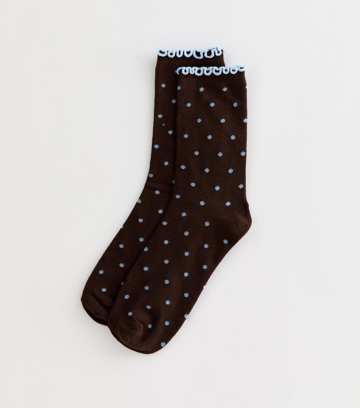 New Look Brown Polka Dot Frill Trim Socks New Look