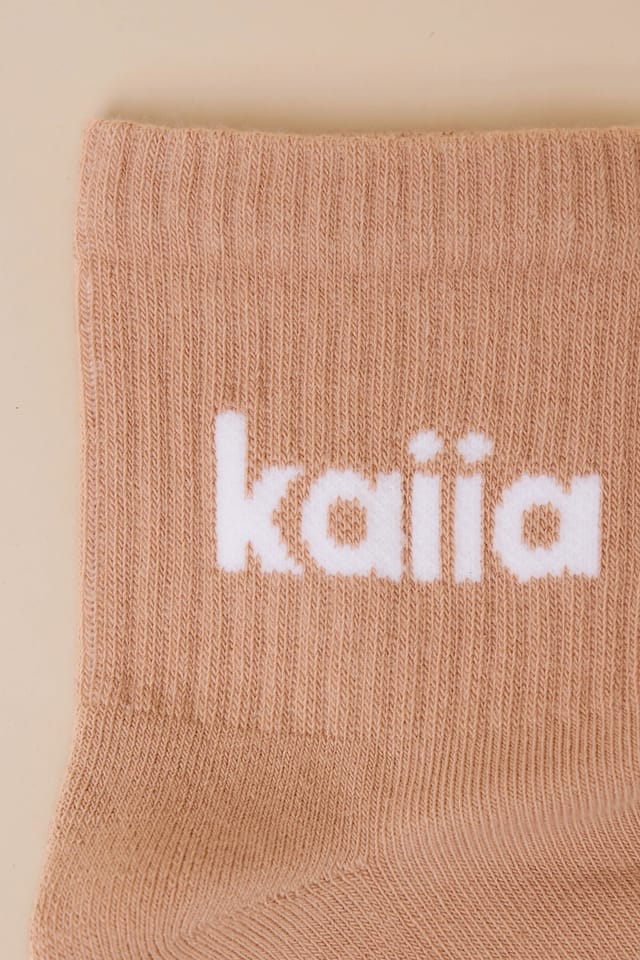 Kaiia Pack of Three Kaiia Logo Socks Chalk, Eucalyptus & Clay Pink - 3