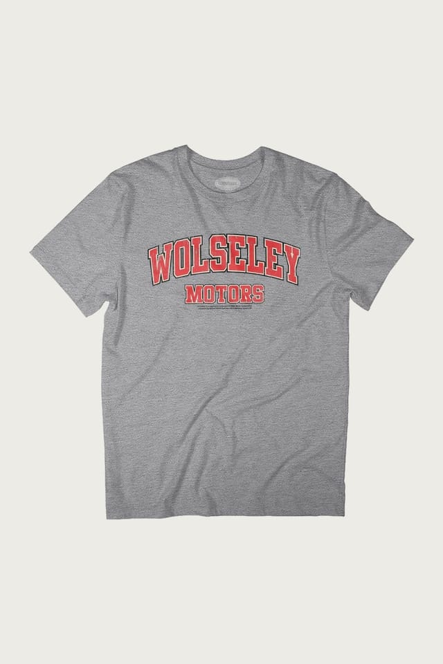 Wolseley Wolseley Men's Motors College Sports Text British Motor Heritage T-Shirt in Mid Grey - 2