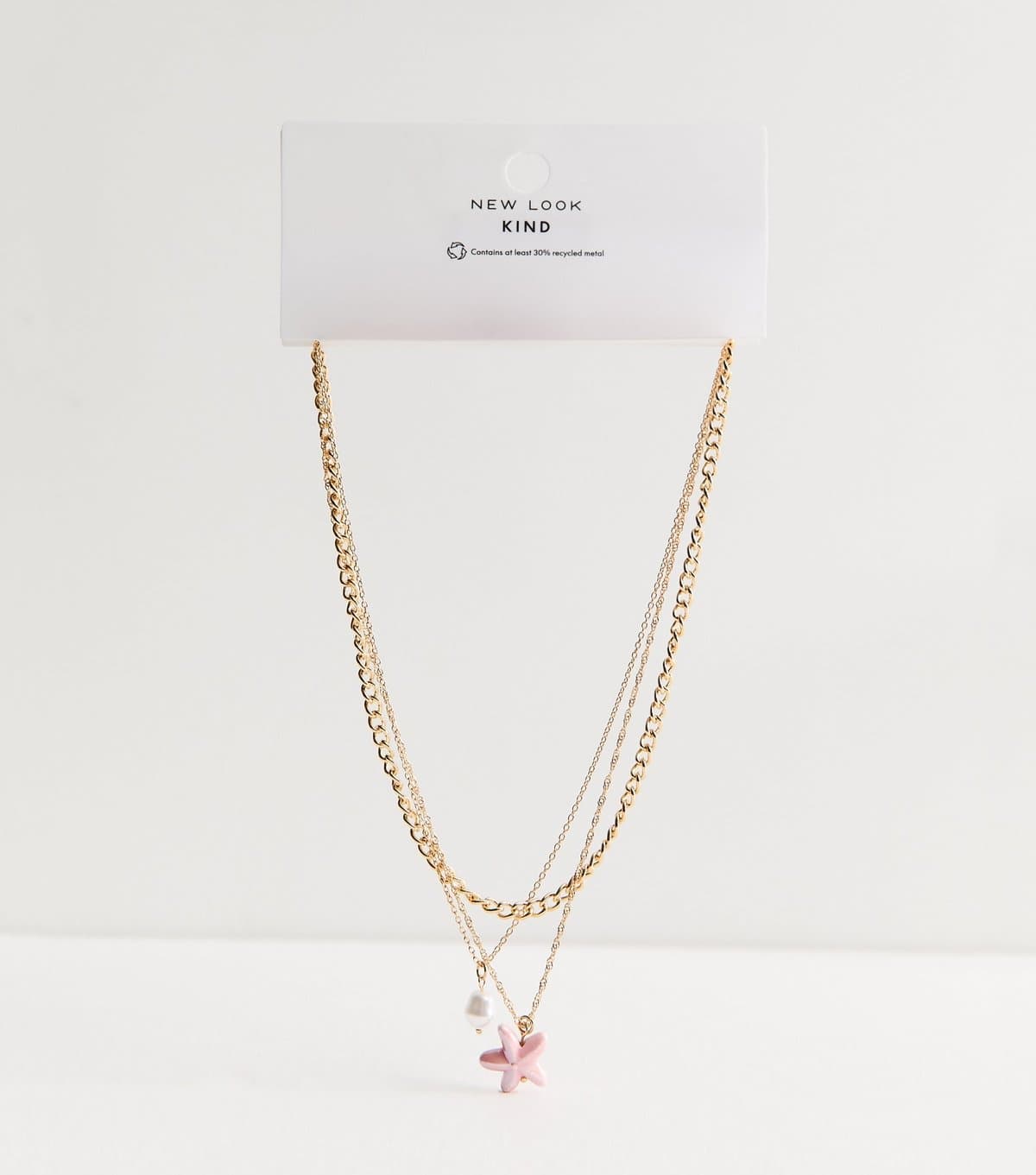 New Look Gold Tone Triple Layer Chain Pendant Necklace New Look