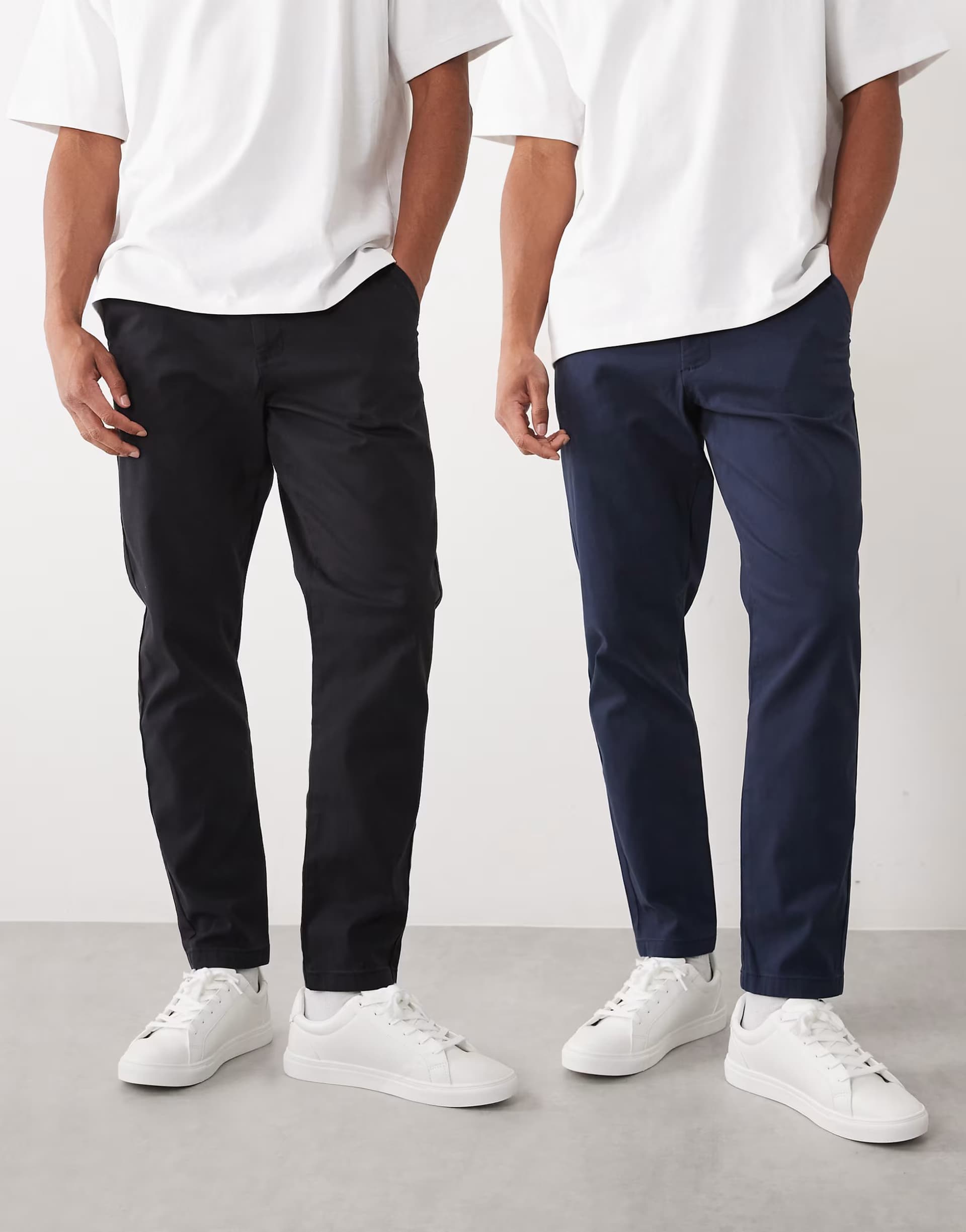 ASOS ASOS DESIGN 2 pack tapered chinos in black and navy