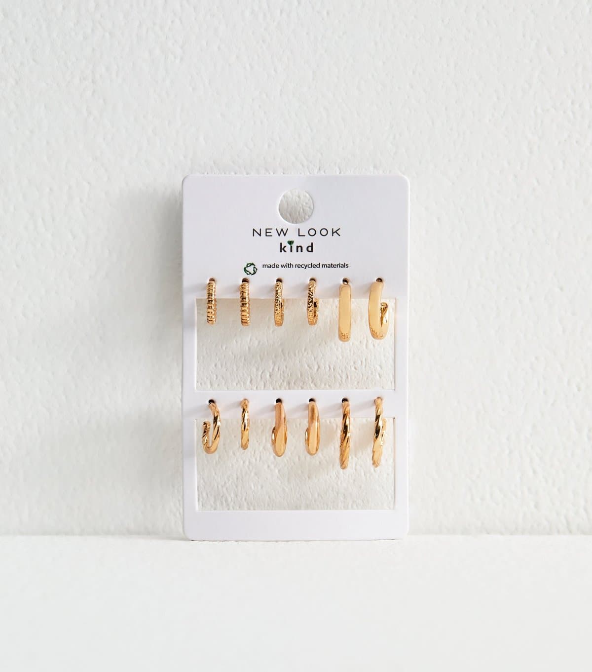 New Look Pack Of 6 Gold Tone Textured Hoops New Look