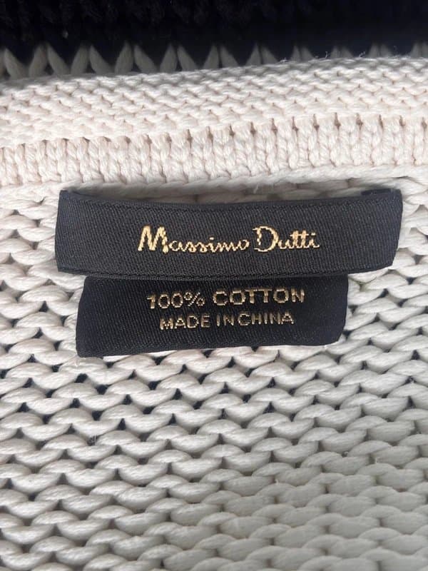 Massimo Dutti Massimo Dutti, Lace Up Shoulder, 100% Cotton Breton Sweater - Size Small.