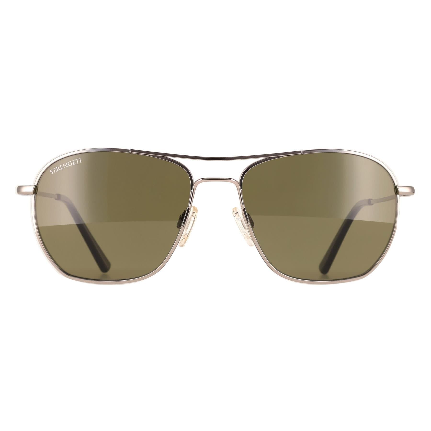 Serengeti Serengeti Men's Aviator Shiny Silver Mineral Polarized 555nm Lunger