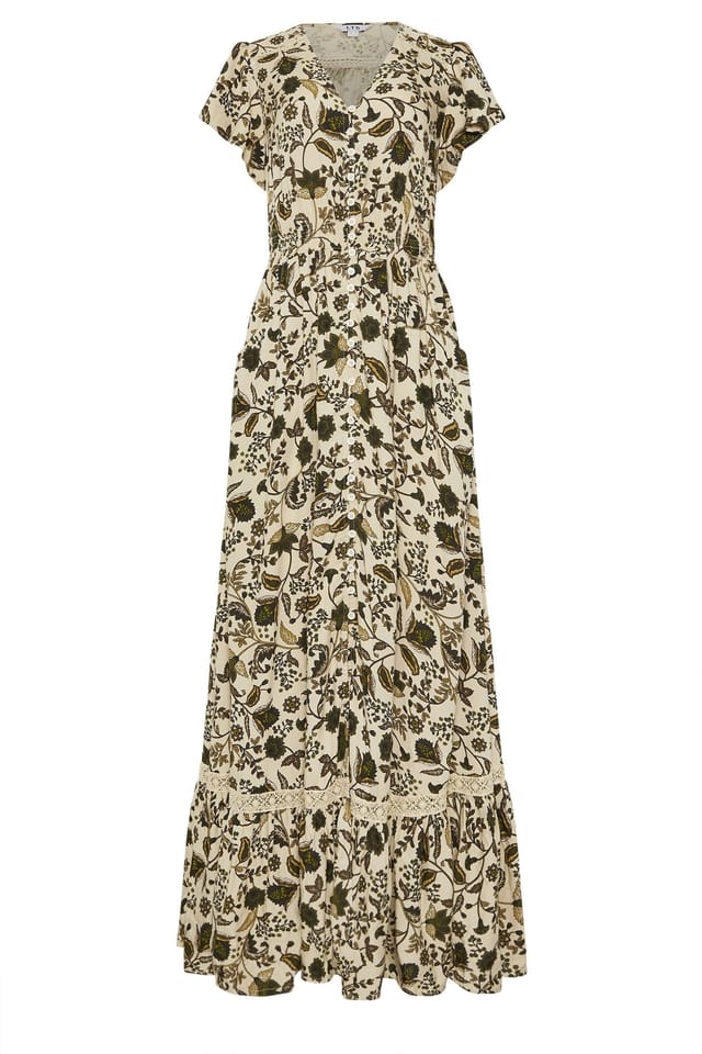 Long Tall Sally Long Tall Sally Women's Tall Floral Button Maxi Dress in Light Green - 2