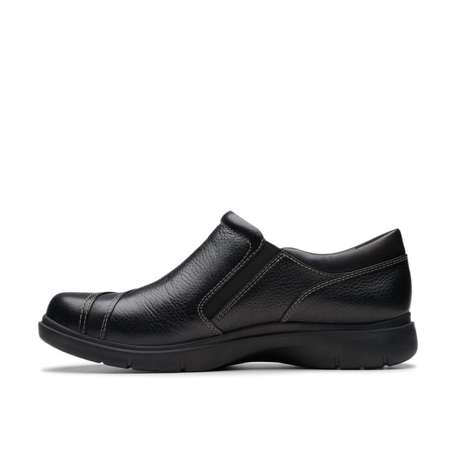 Clarks Clarks Women's Certina Pure Black Leather Slip Ons - 2