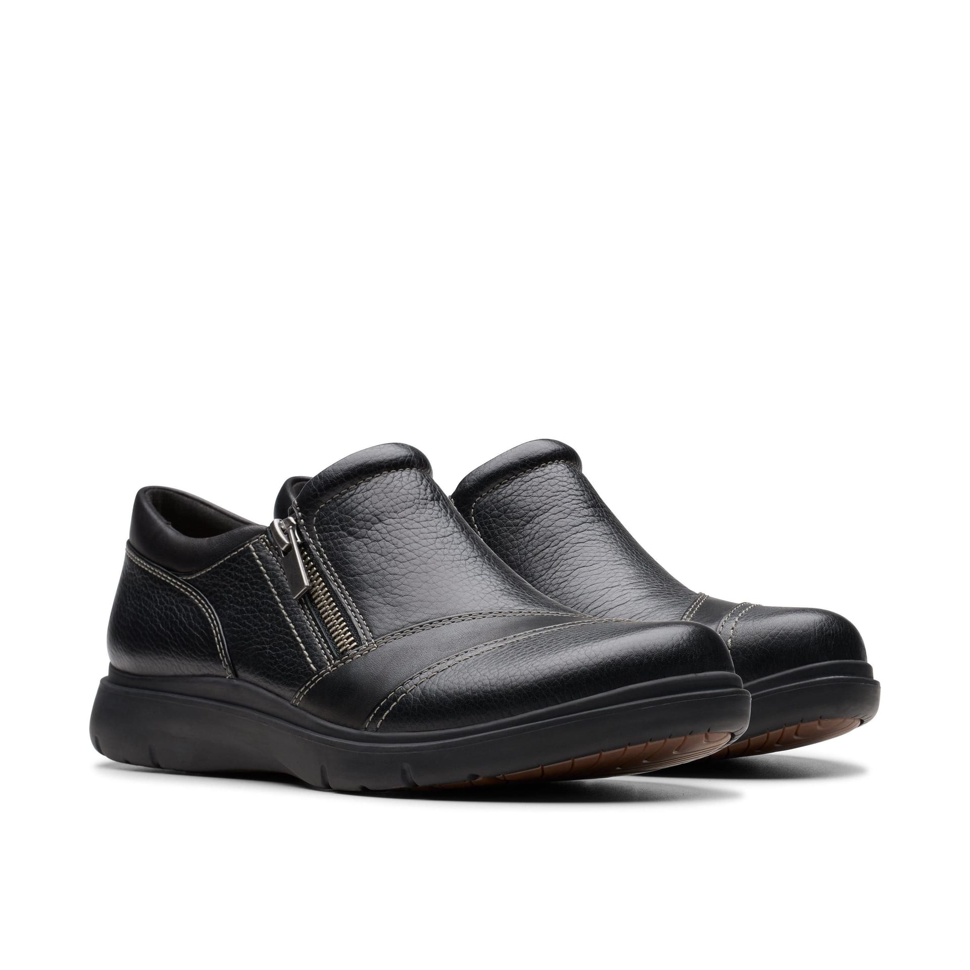 Clarks Clarks Women's Certina Pure Black Leather Slip Ons - 4