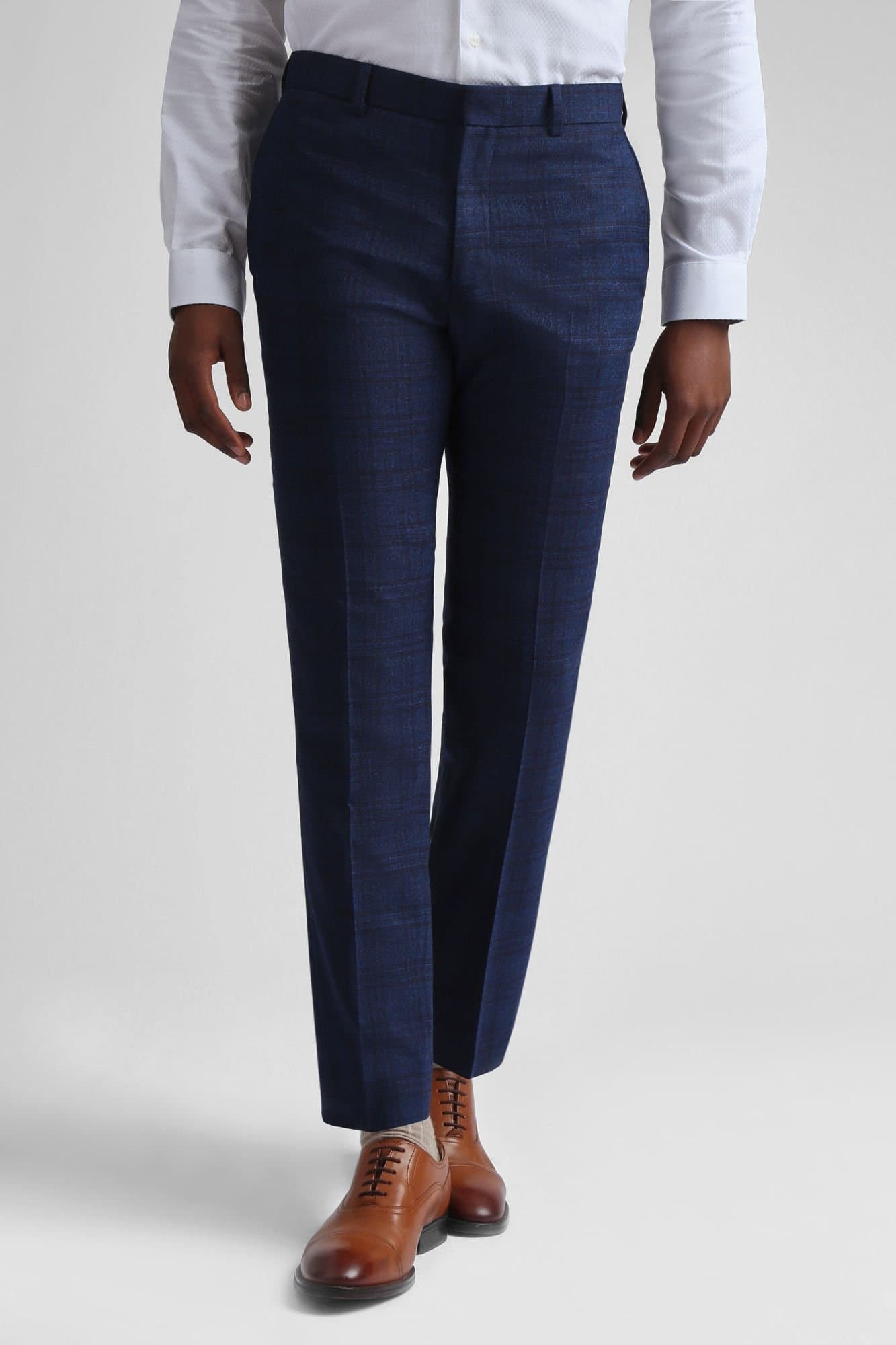 Ted Baker Ted Baker Men's Munro Navy Wine Check Slim Trousers
