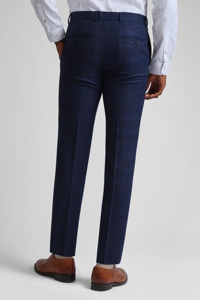 Ted Baker Ted Baker Men's Munro Navy Wine Check Slim Trousers - 2
