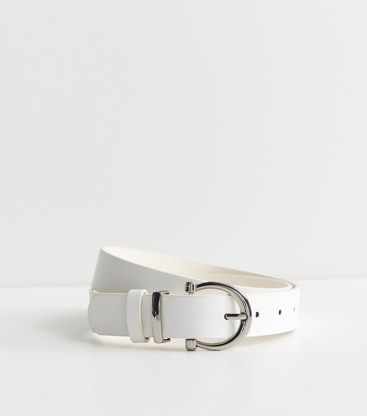 New Look White Faux Leather Buckled Belt New Look