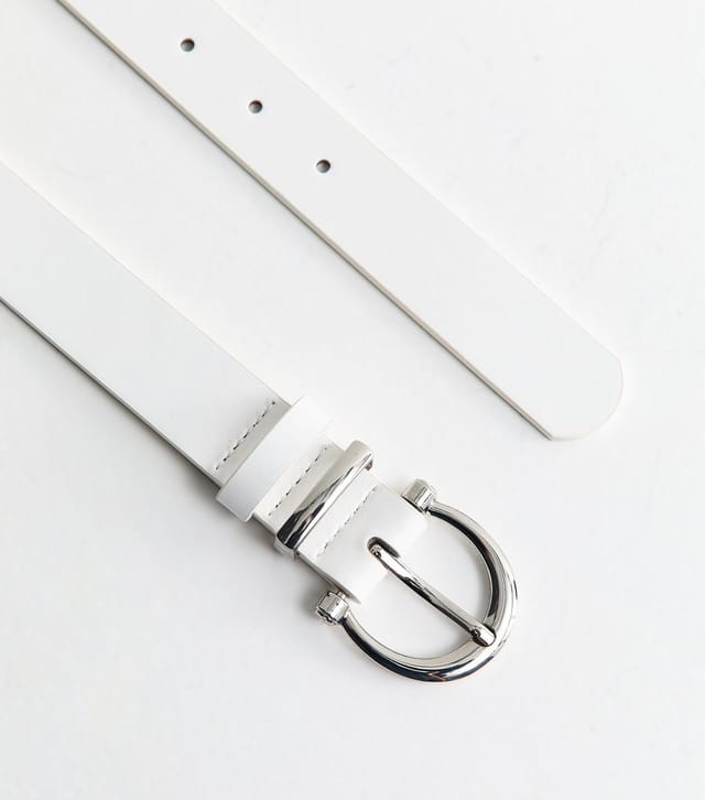 New Look White Faux Leather Buckled Belt New Look - 3