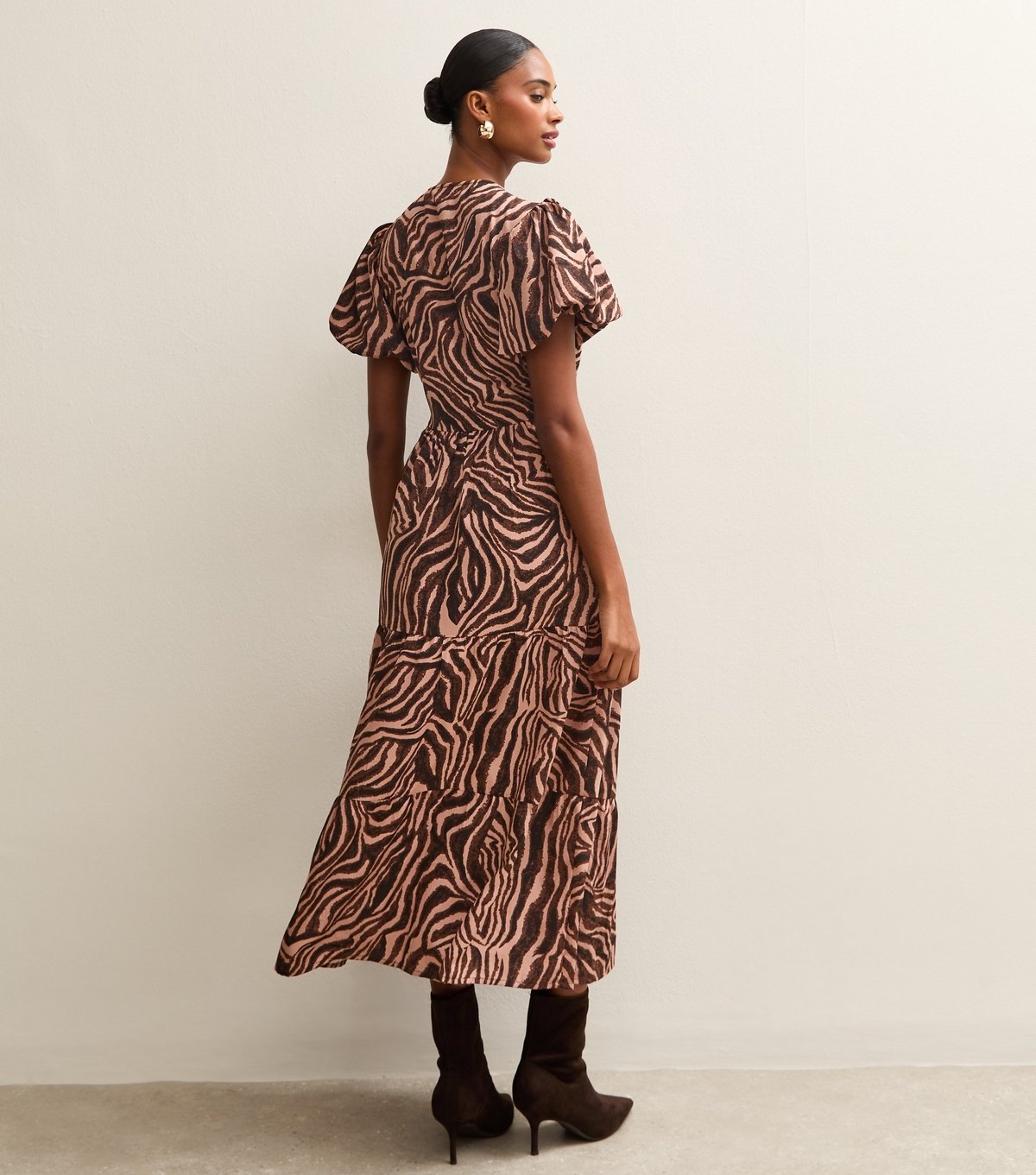 New Look Women's Brown Zebra Print Wrap Midi Dress New Look - 4