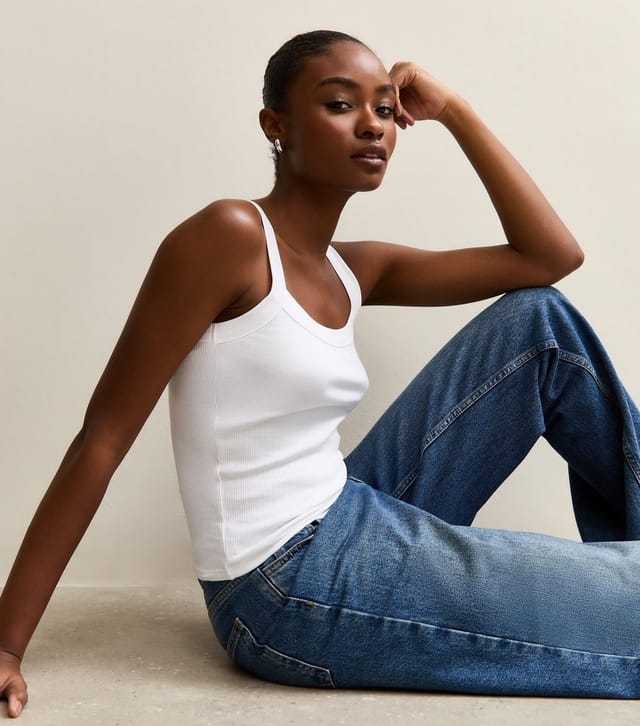 New Look Women's White Ribbed Scoop Neck Cami Top New Look - 3