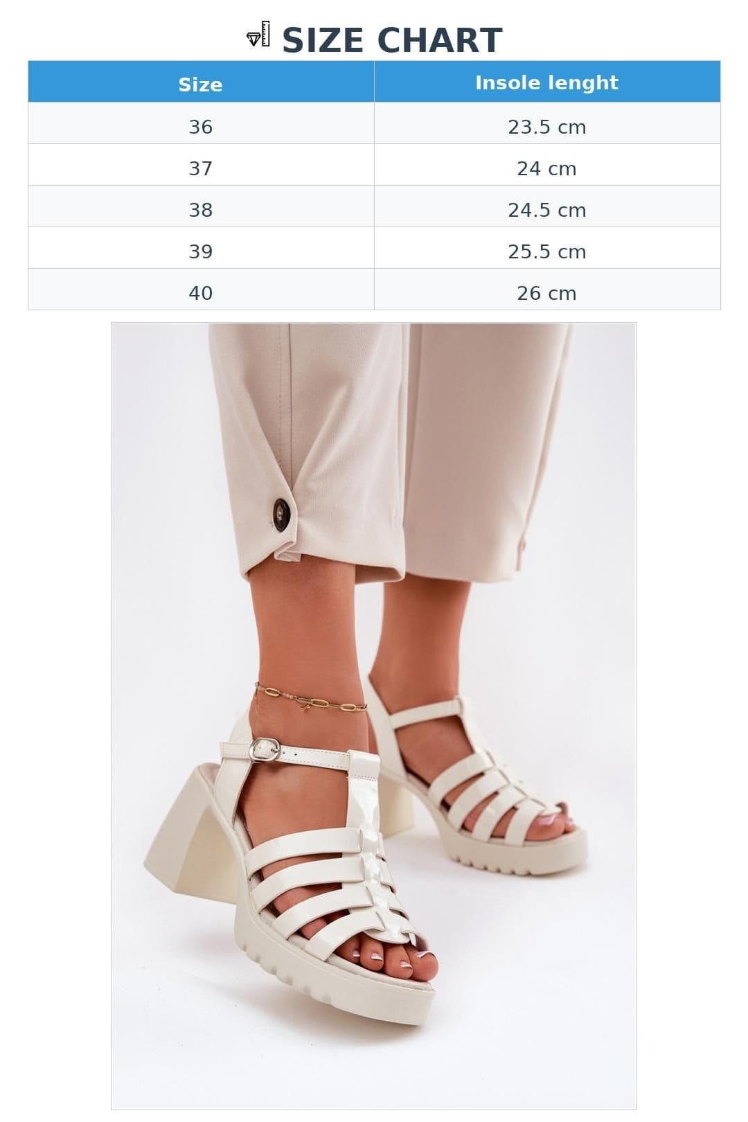 Love Lace Love Lace Women's Patent Platform Heel Sandals with Column Heel Style in Beige - 4