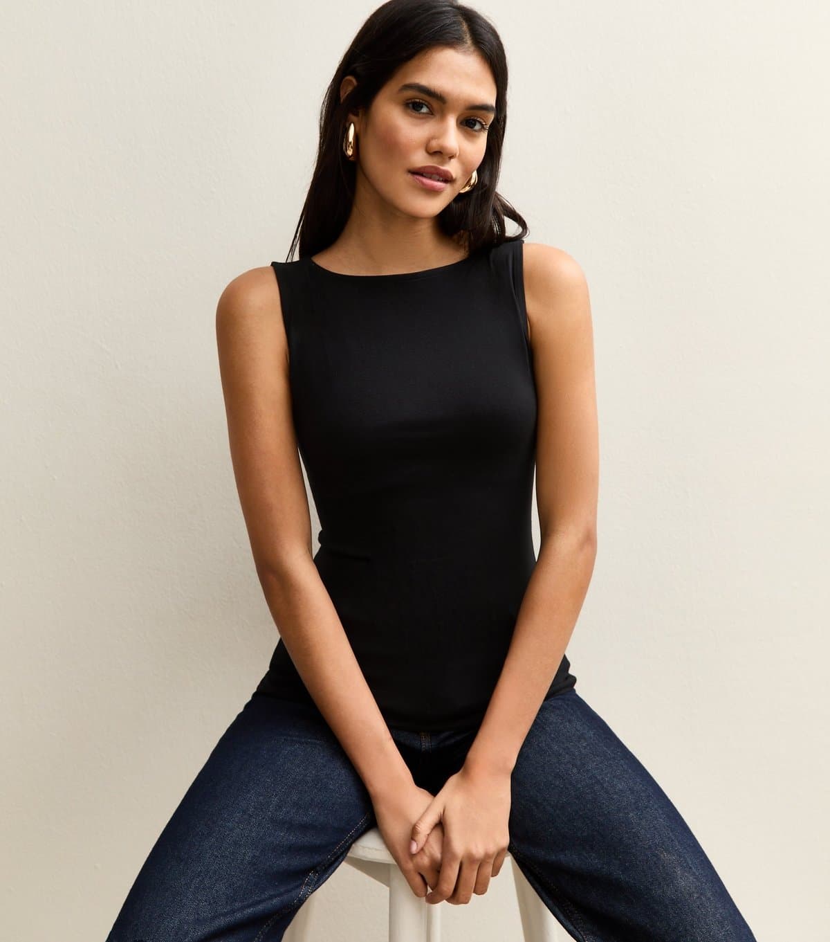 New Look Women's Black Slash Neck Vest Top New Look