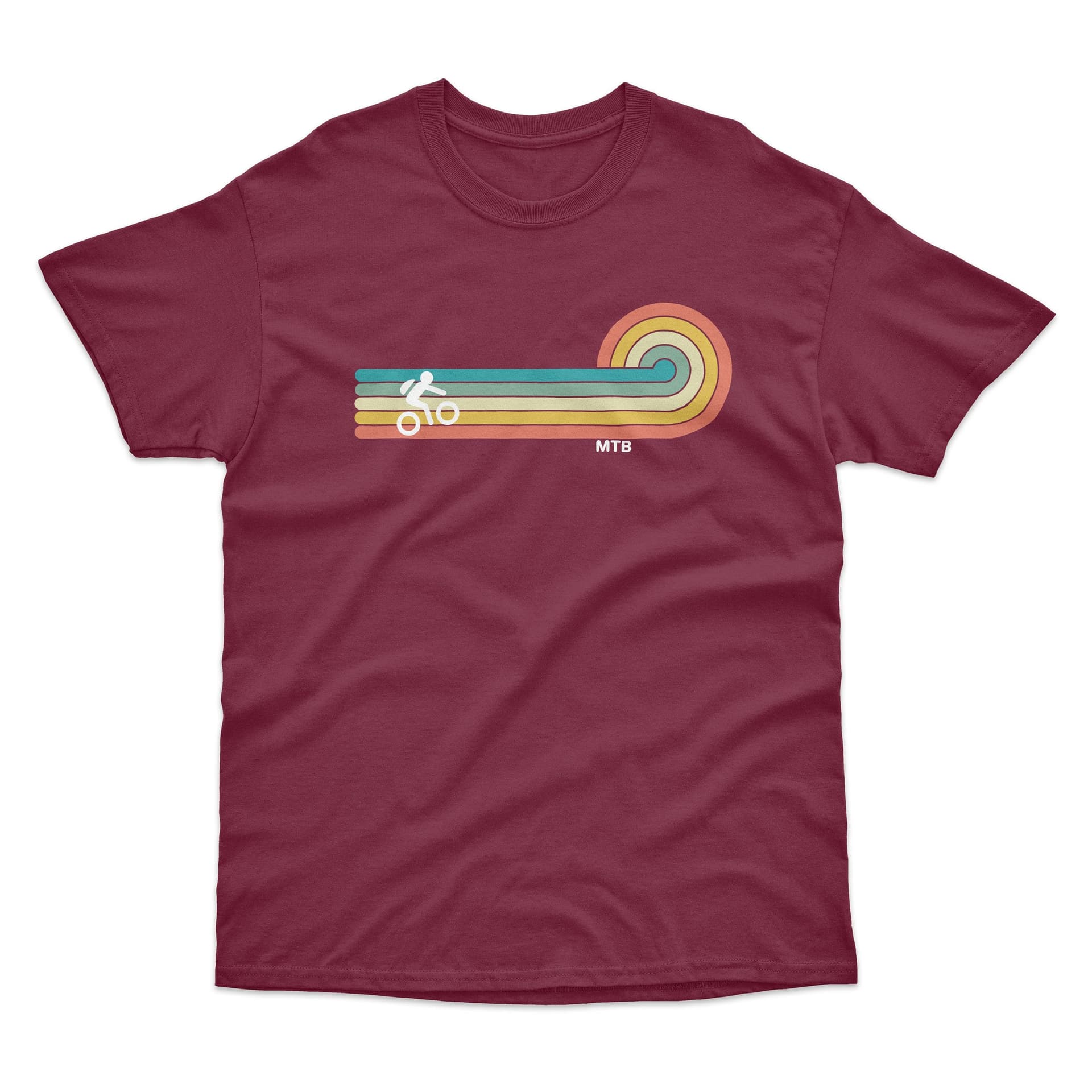 Bad Zebedee Bad Zebedee Men's Vintage Lines Mountain Bike T-Shirt in Burgundy