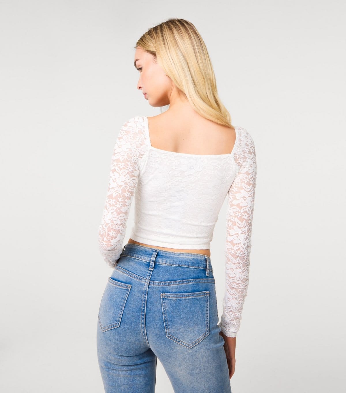 Pink Vanilla Women's White Lace Long Sleeve Corset Style Top Pink Vanilla New Look - 4