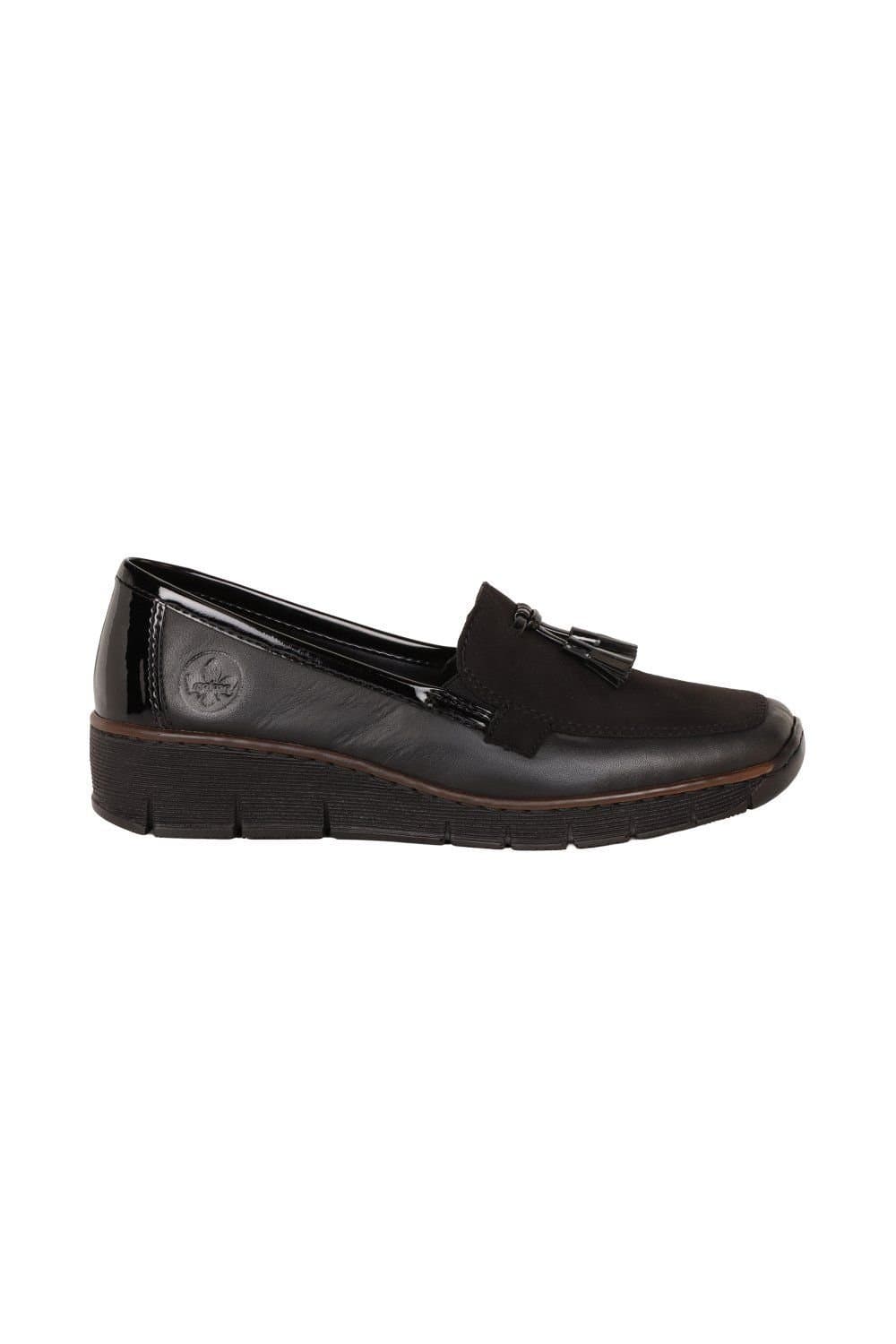 Rieker Rieker Women's 'Grade' Low Wedge Loafers in Black