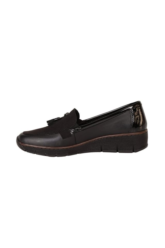 Rieker Rieker Women's 'Grade' Low Wedge Loafers in Black - 2