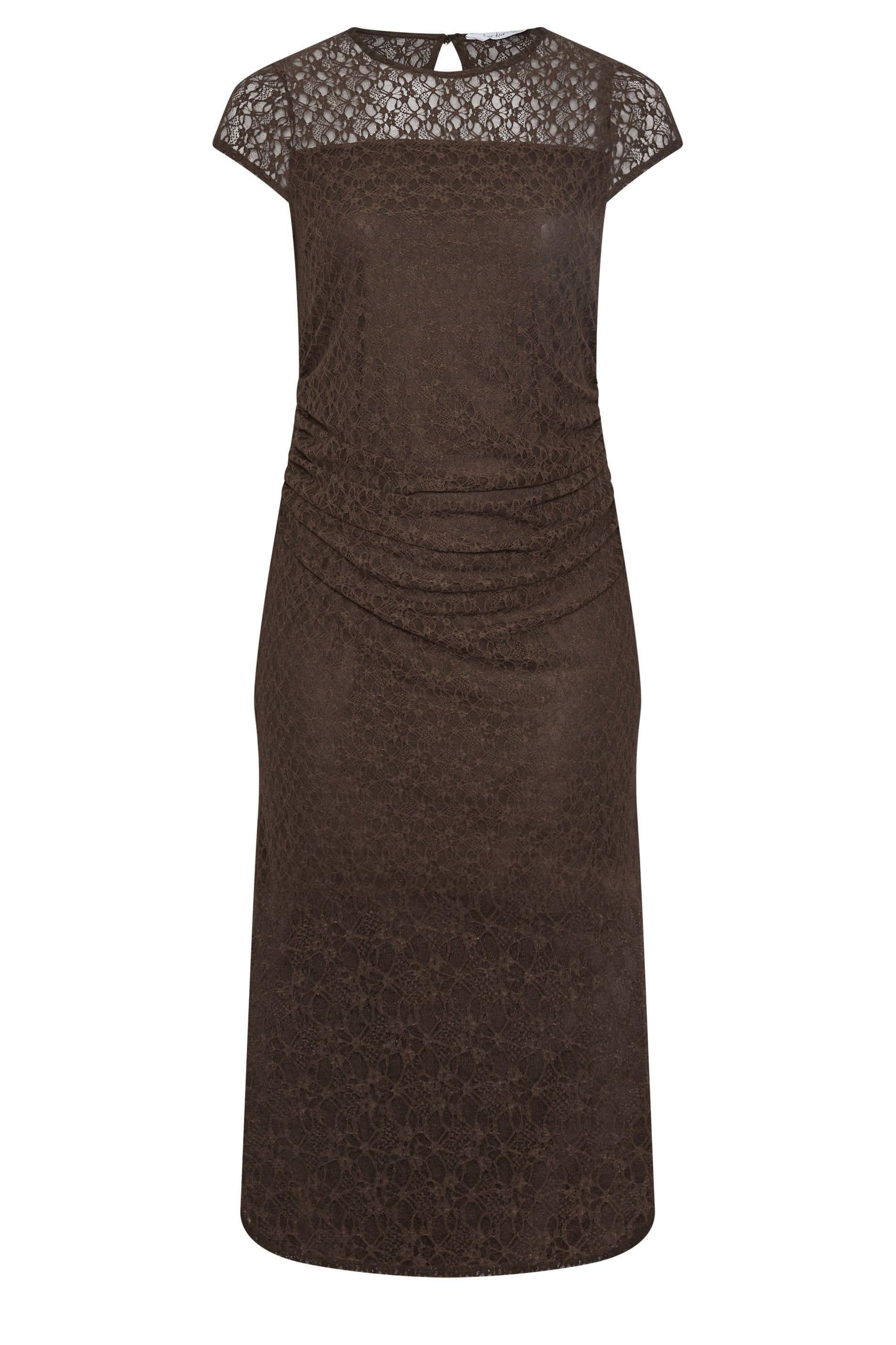 Yours Yours Women's Lace Maxi Dress in Chocolate