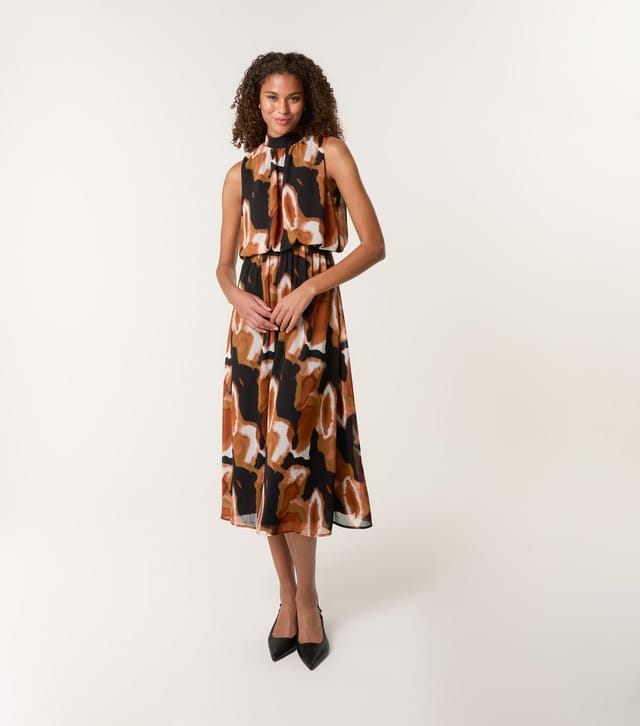 Blue Vanilla Women's Rust Sleeveless Printed Midi Dress Blue Vanilla New Look - 3