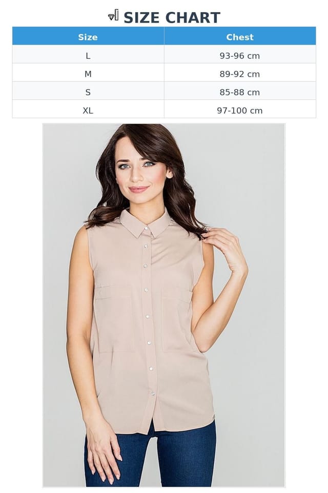 Love Lace Love Lace Women's Delicate Sleeveless Shirt with Pearl Pockets in Beige - 3