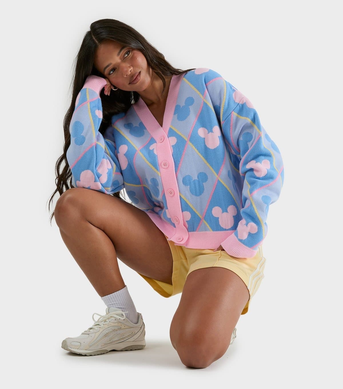 Skinnydip Women's Light Blue Disney Mickey Mouse Pattern Cardigan Skinnydip New Look