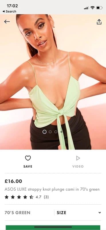 ASOS ASOS luxe strappy knot plunge cami in green